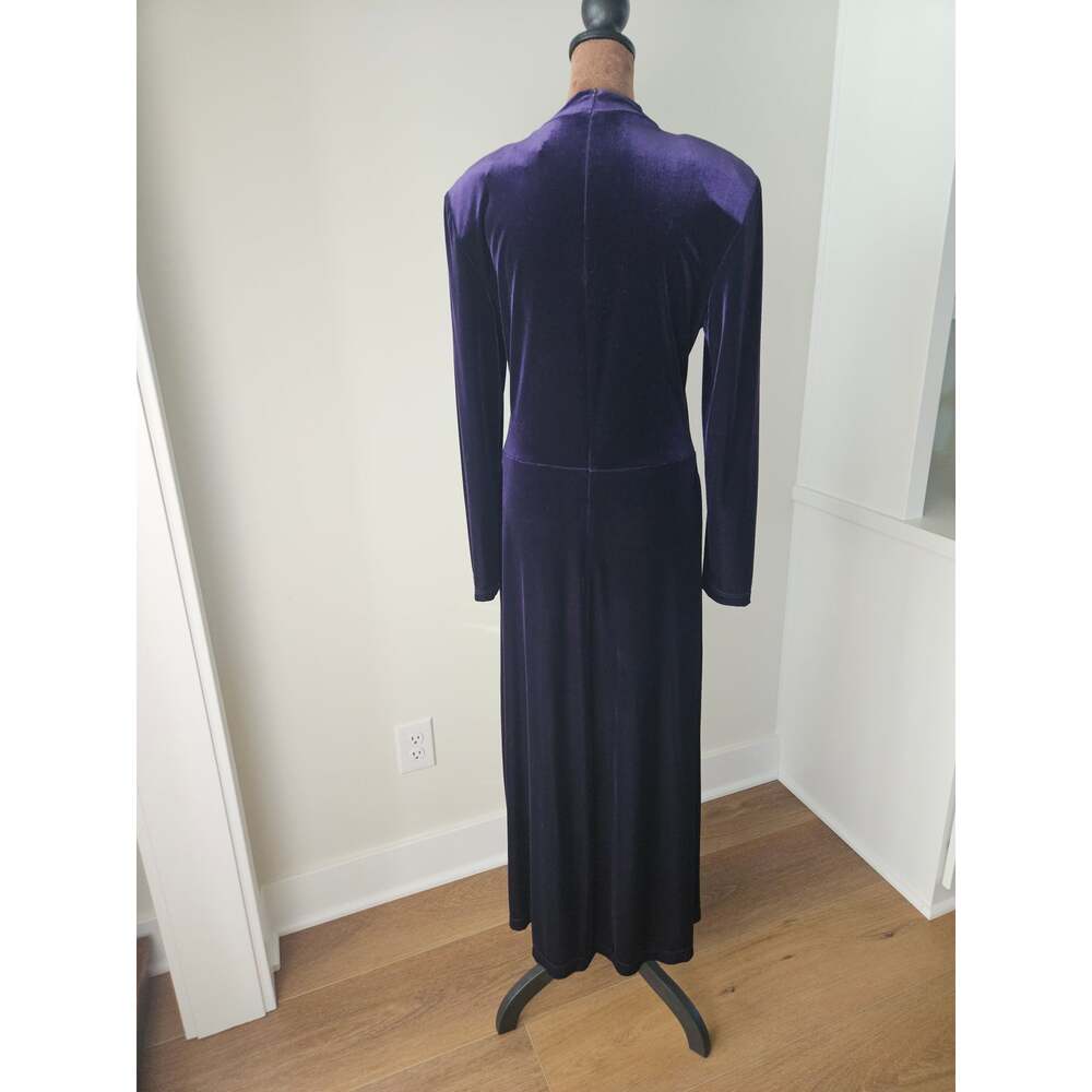 Vintage Joseph Ribkoff Purple Velvet Maxi Dress Drop Waist 80s 90s Whimsigoth M - Picture 4 of 16